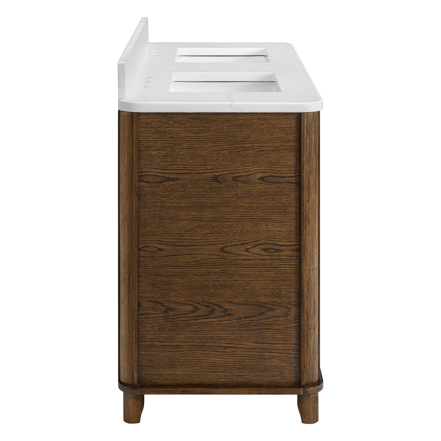 Kathryne 60" Double Bathroom Vanity in Enhanced Brown Oak | Statuario Quartz Countertop