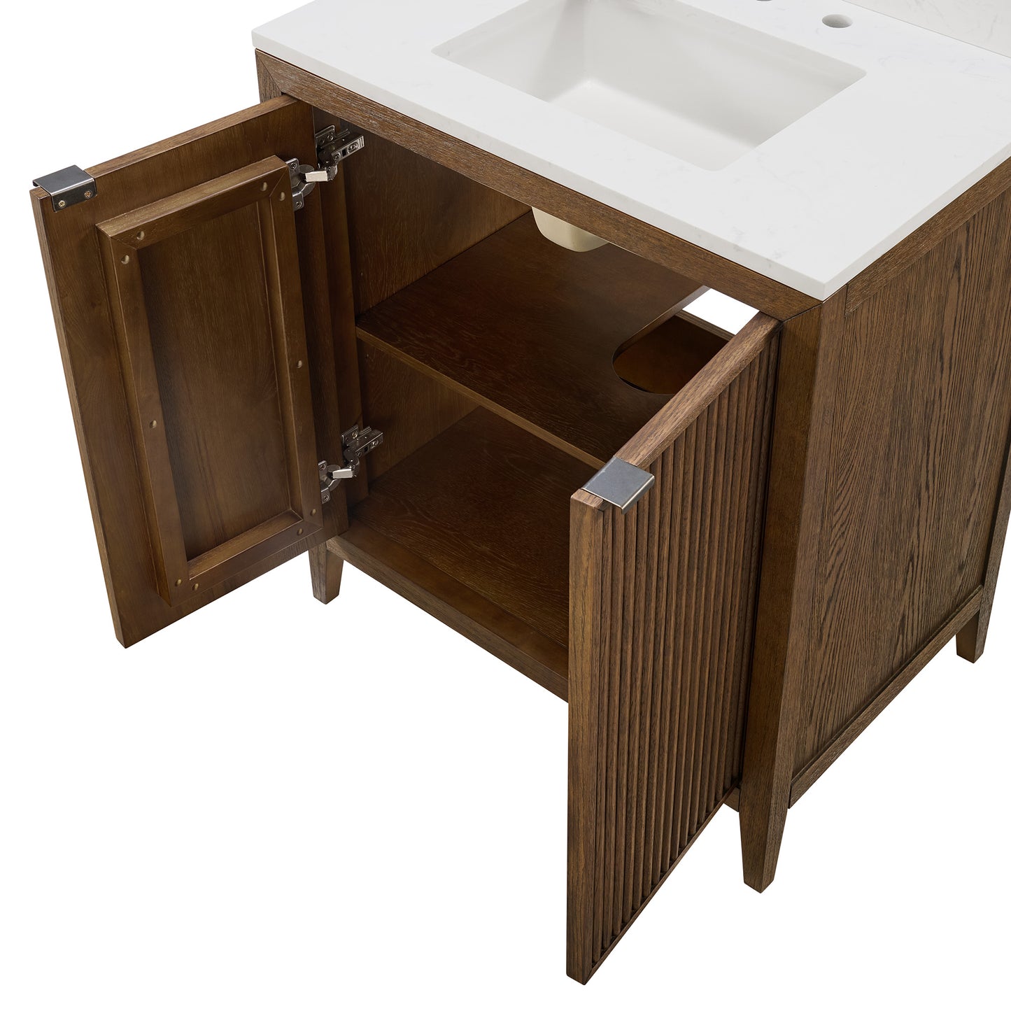 Kendal 30" RTA Single Bathroom Vanity in Enhanced Brown Oak | Cararra Engineered Marble