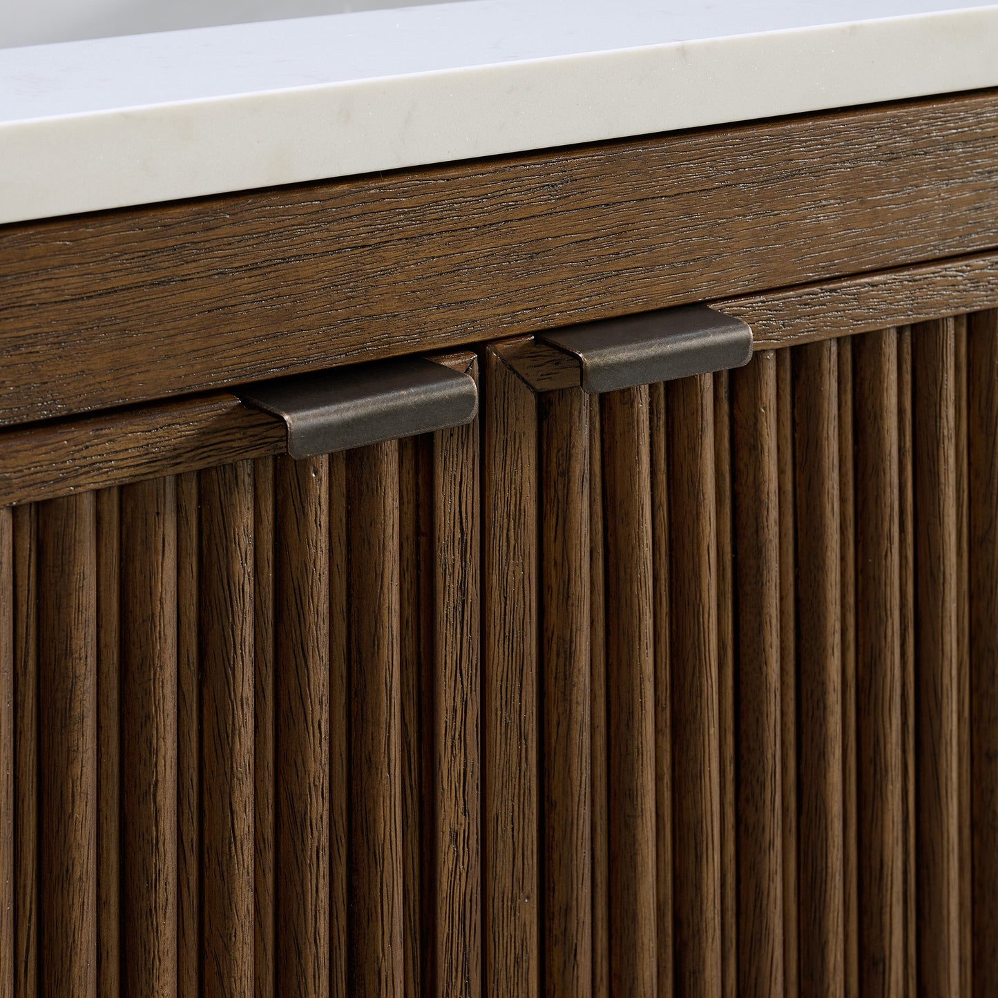 Kendal 30" RTA Single Bathroom Vanity in Enhanced Brown Oak | Cararra Engineered Marble