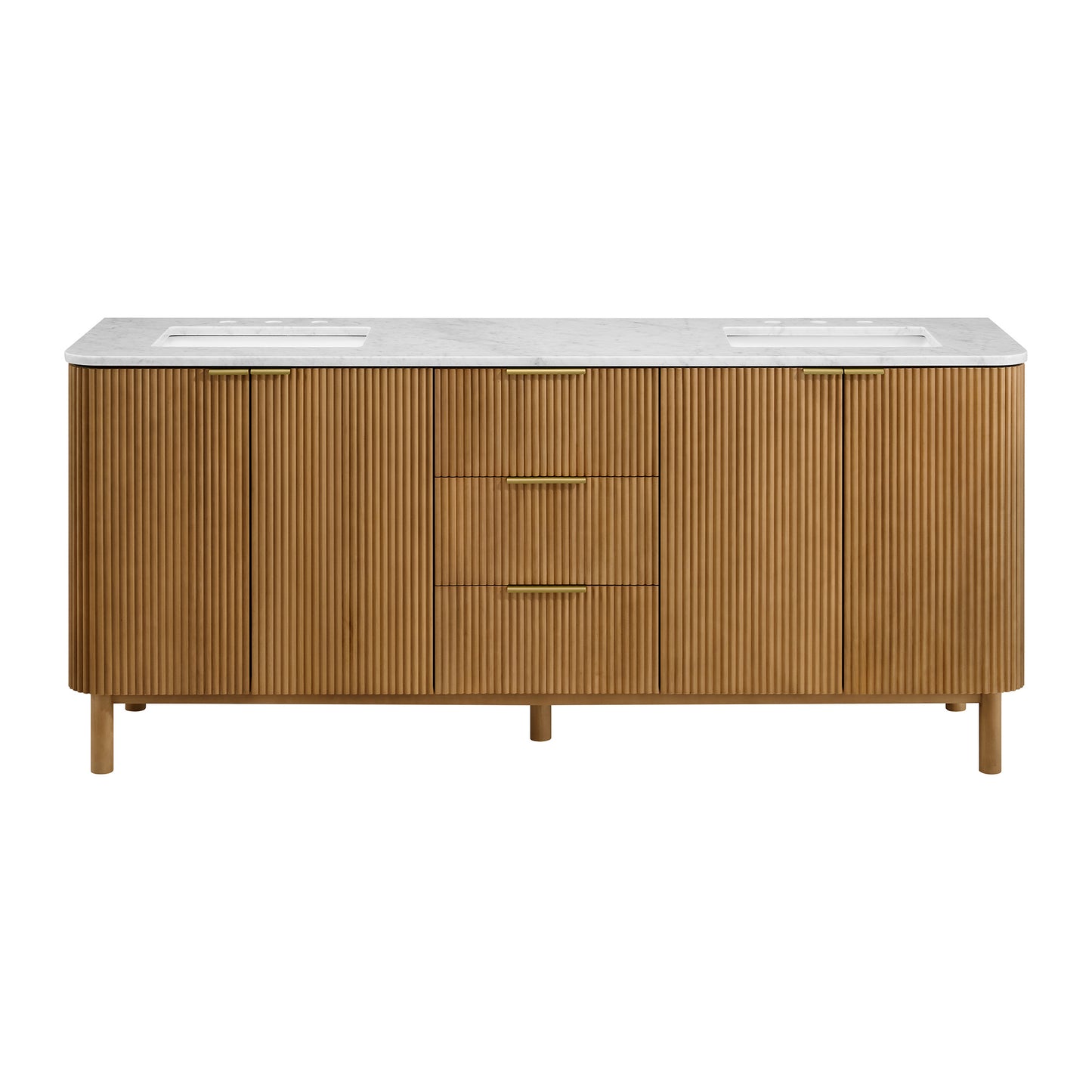 Havana 78" Reeded Double Bathroom Vanity | Carrara Marble Countertop