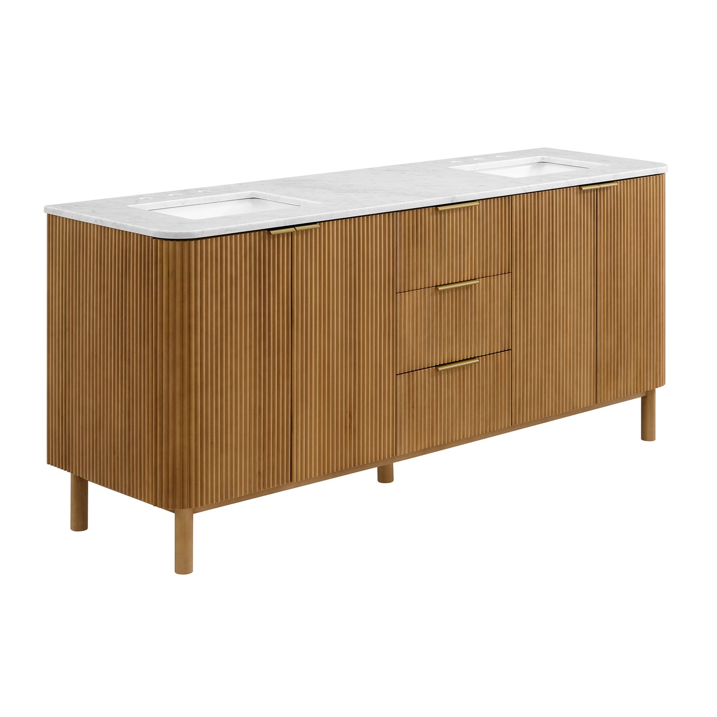 Havana 78" Reeded Double Bathroom Vanity | Carrara Marble Countertop