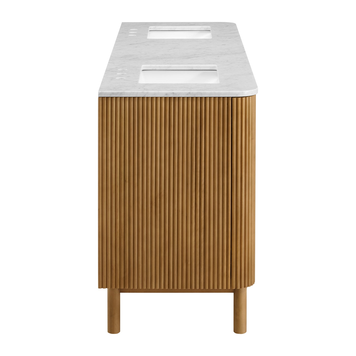 Havana 78" Reeded Double Bathroom Vanity | Carrara Marble Countertop