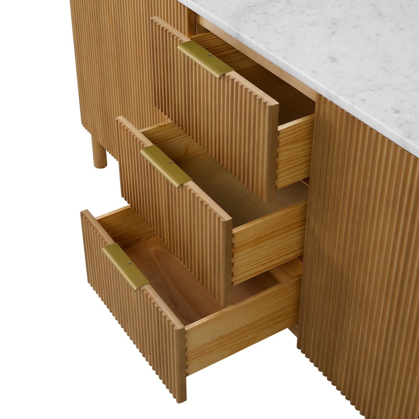 Havana 78" Reeded Double Bathroom Vanity | Carrara Marble Countertop