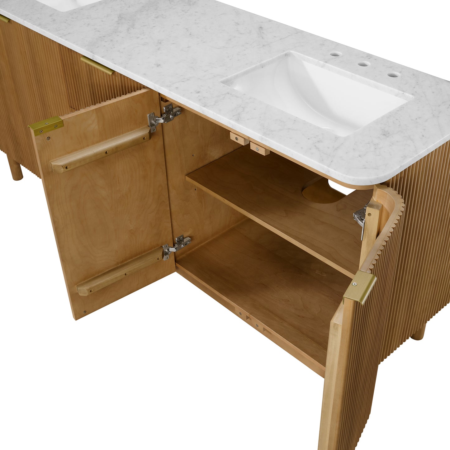 Havana 78" Reeded Double Bathroom Vanity | Carrara Marble Countertop