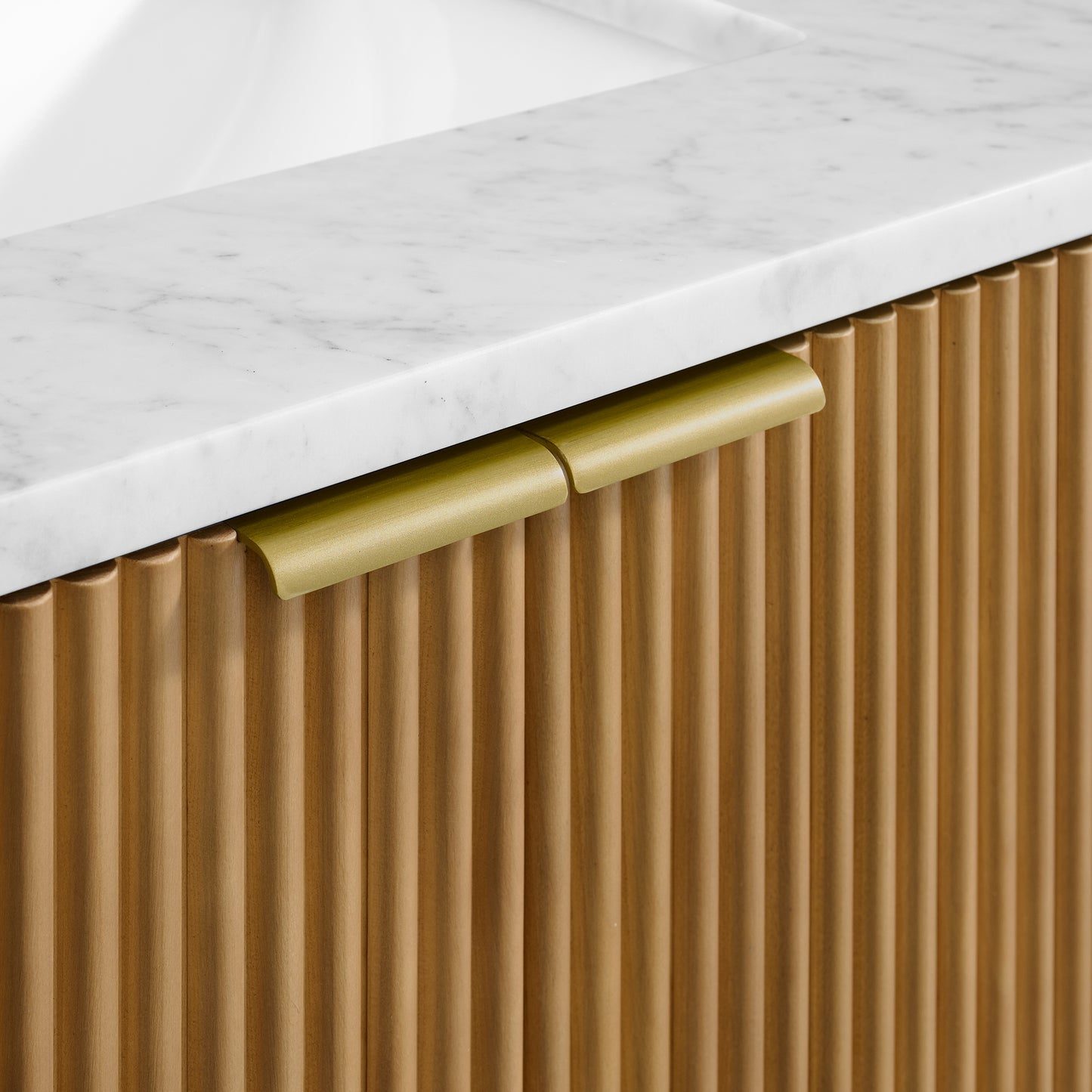 Havana 78" Reeded Double Bathroom Vanity | Carrara Marble Countertop