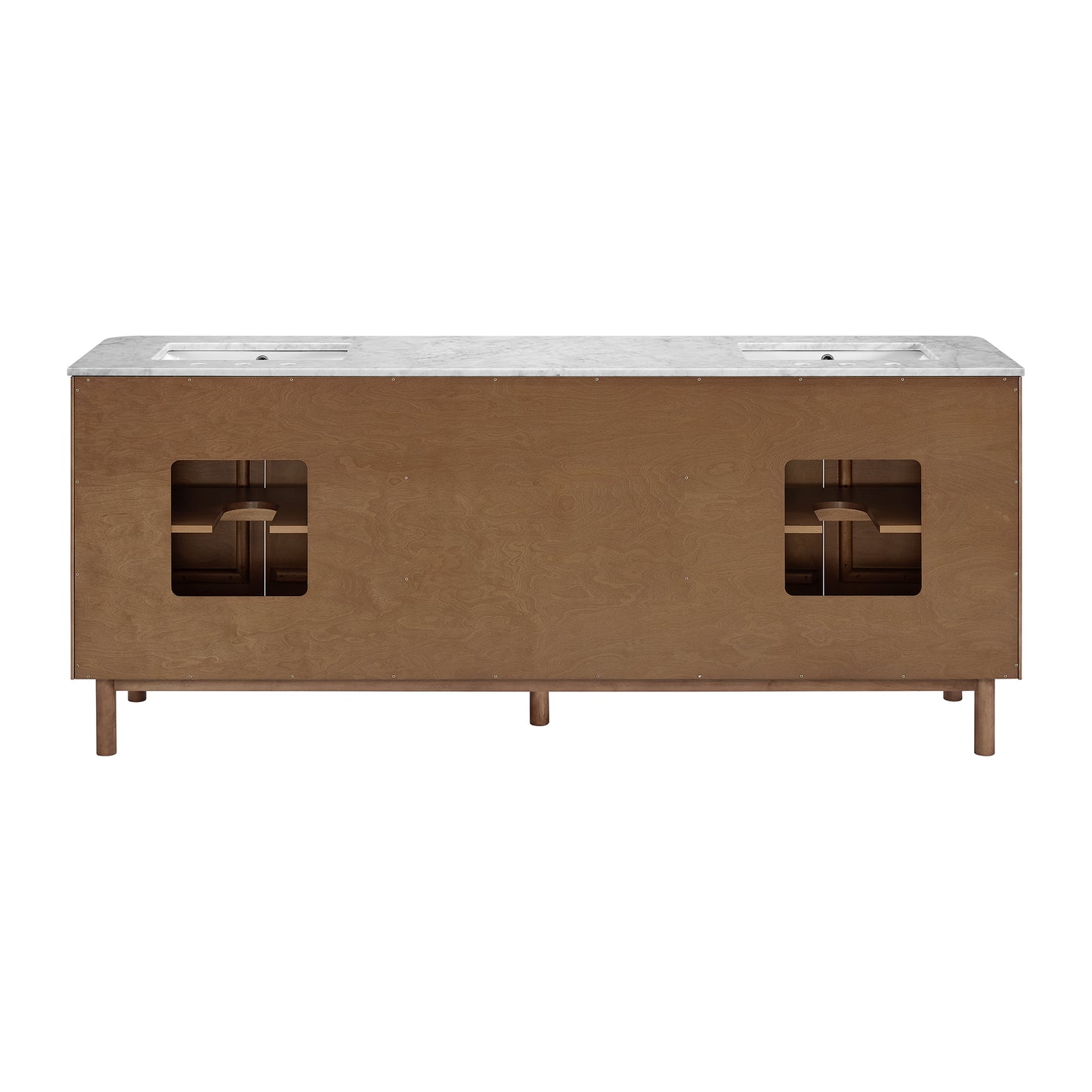 Havana 84" Double Bathroom Vanity in Brown Reeded Birch | Carrara Marble Countertop