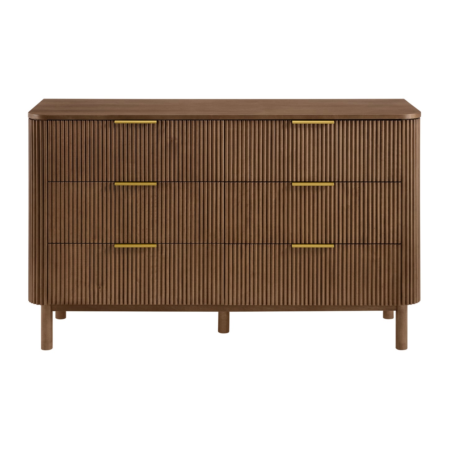 Havana 60" 6 Drawer Dresser |  Brown Reeded Birch