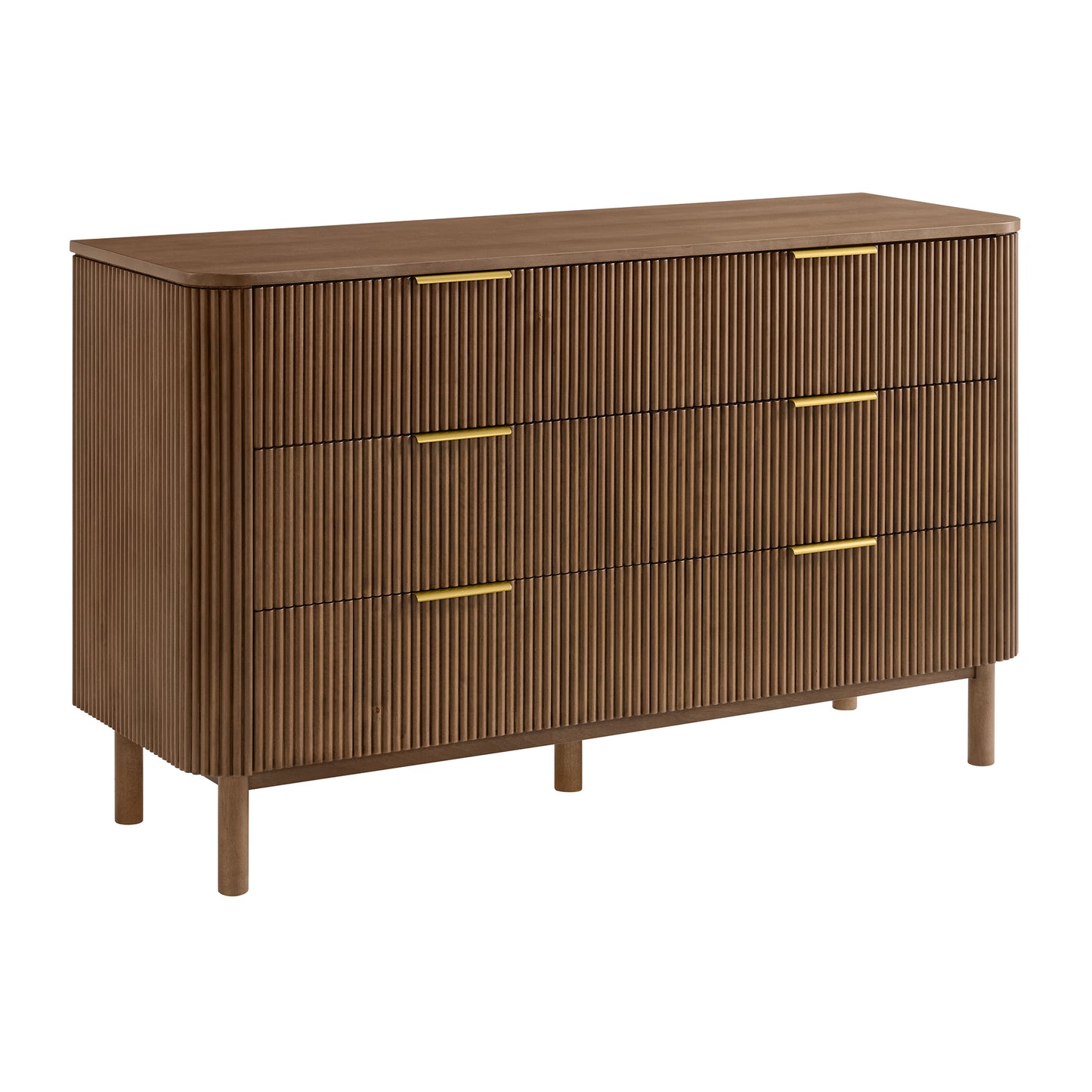 Havana 60" 6 Drawer Dresser |  Brown Reeded Birch