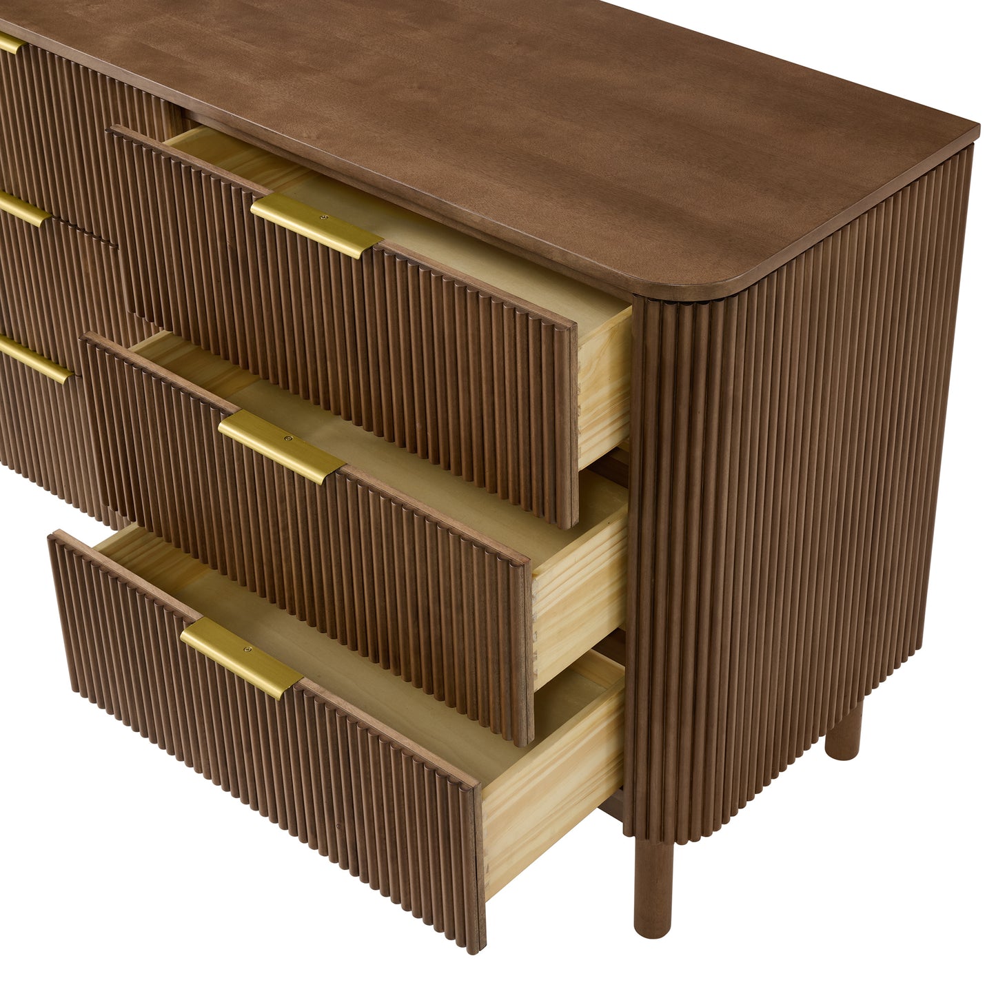 Havana 60" 6 Drawer Dresser |  Brown Reeded Birch