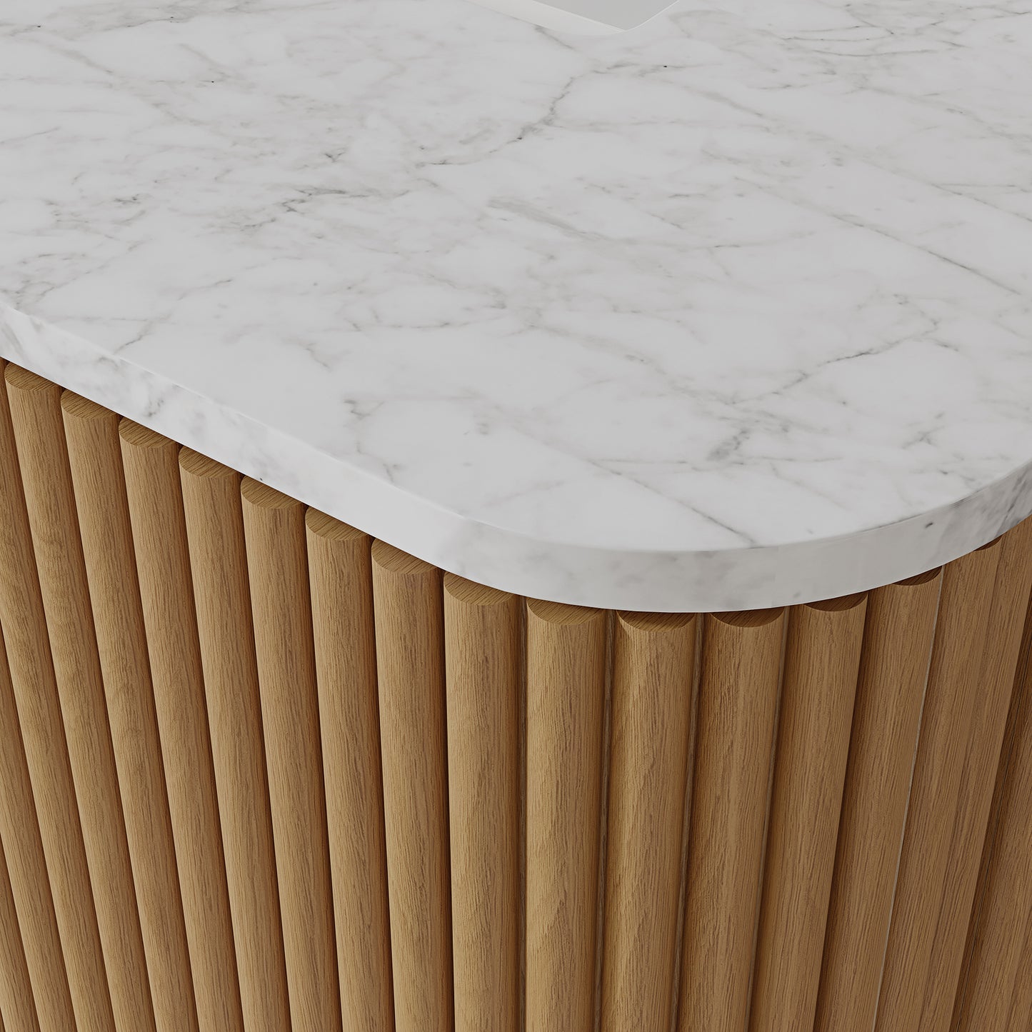 Havana 72" Reeded Birch Double Bathroom Vanity | Carrara Marble Countertop