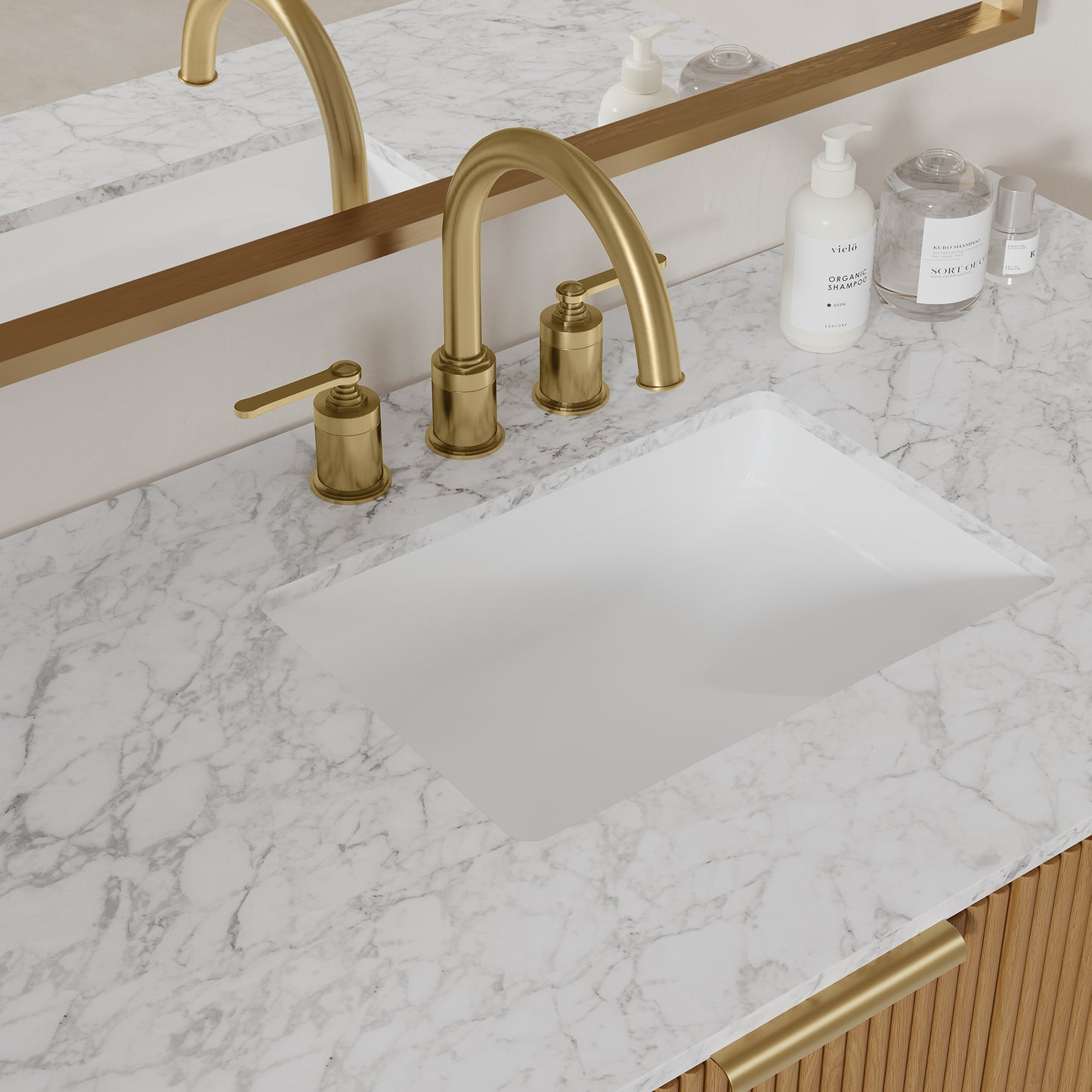 Havana 42" Single Bathroom Vanity in Reeded Birch | Carrara Marble Countertop