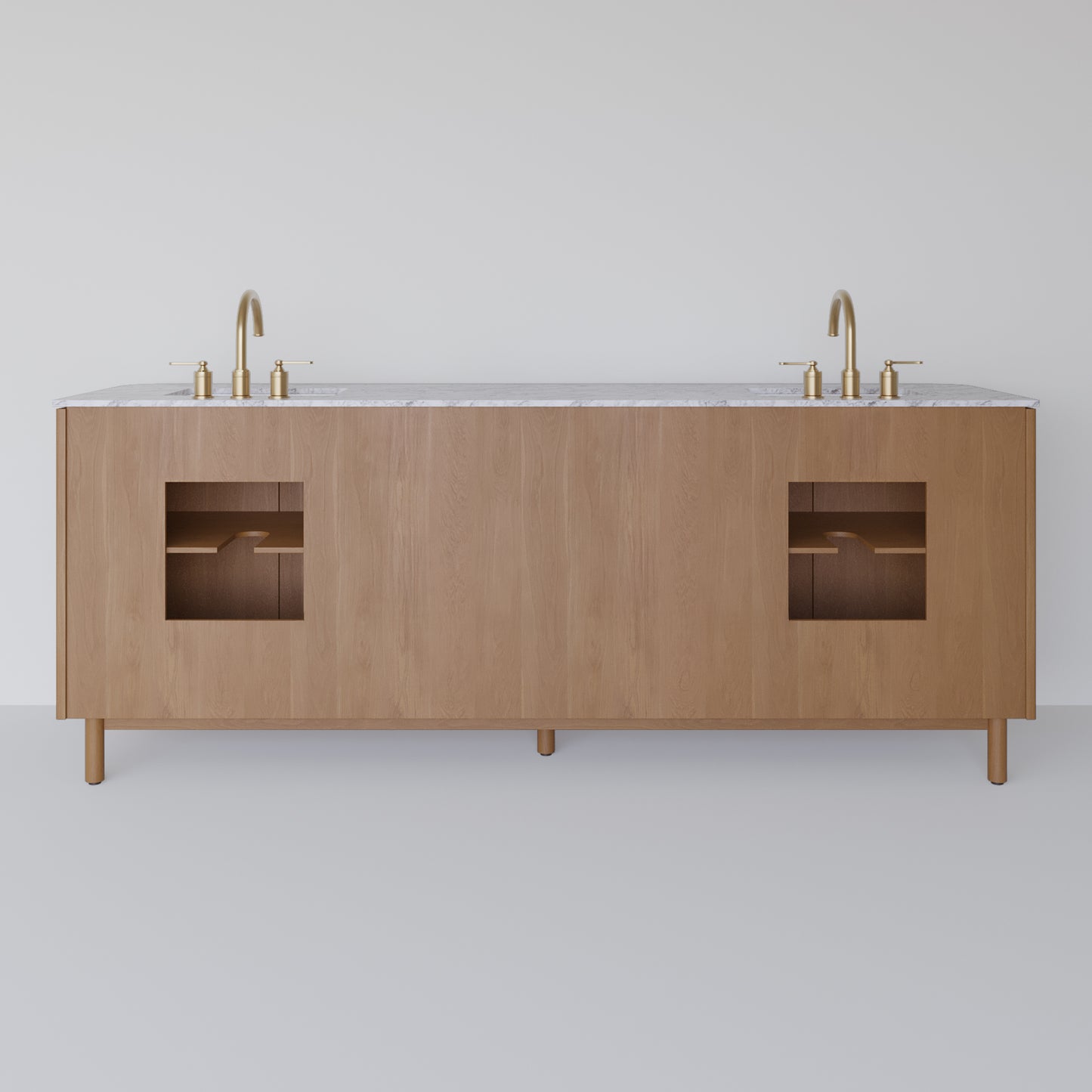 Havana 84" Double Bathroom Vanity in Reeded Birch | Carrara Marble Countertop