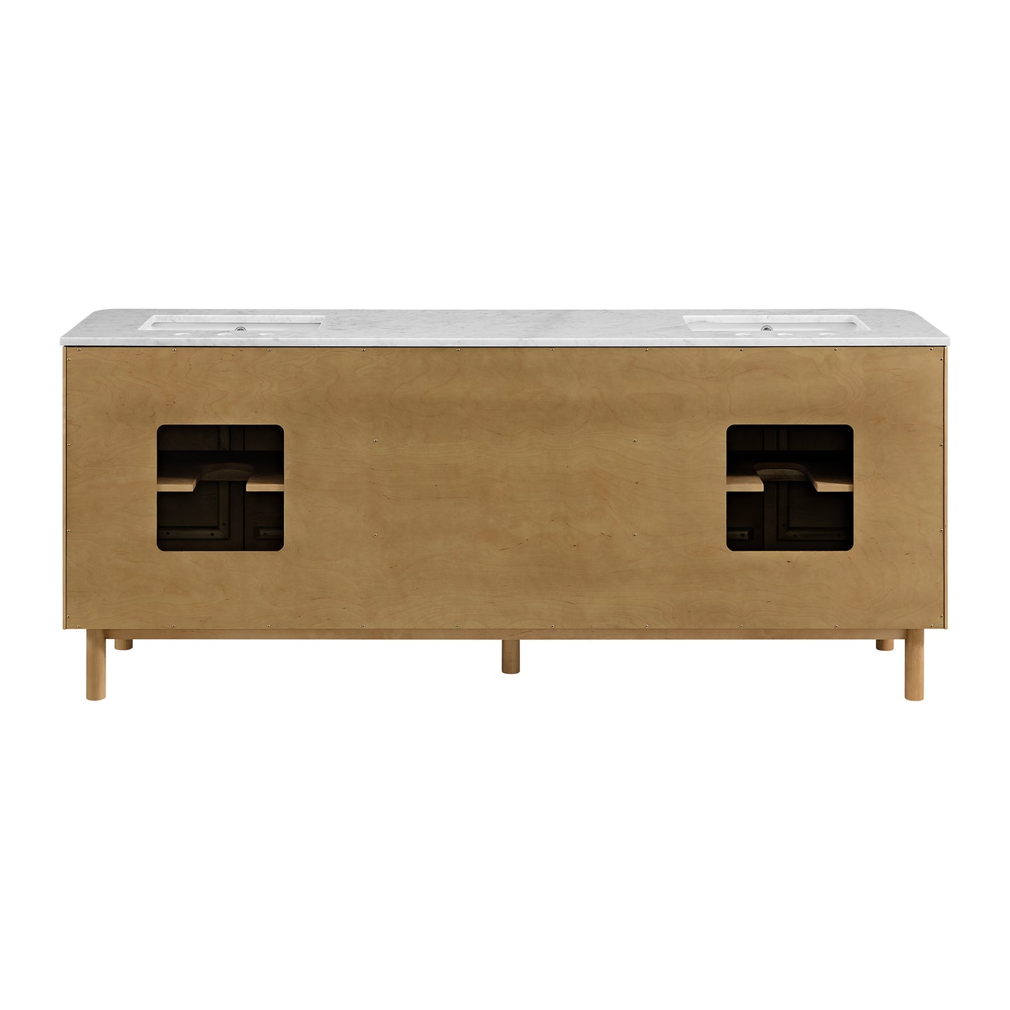 Havana 84" Double Bathroom Vanity in Reeded Birch | Carrara Marble Countertop
