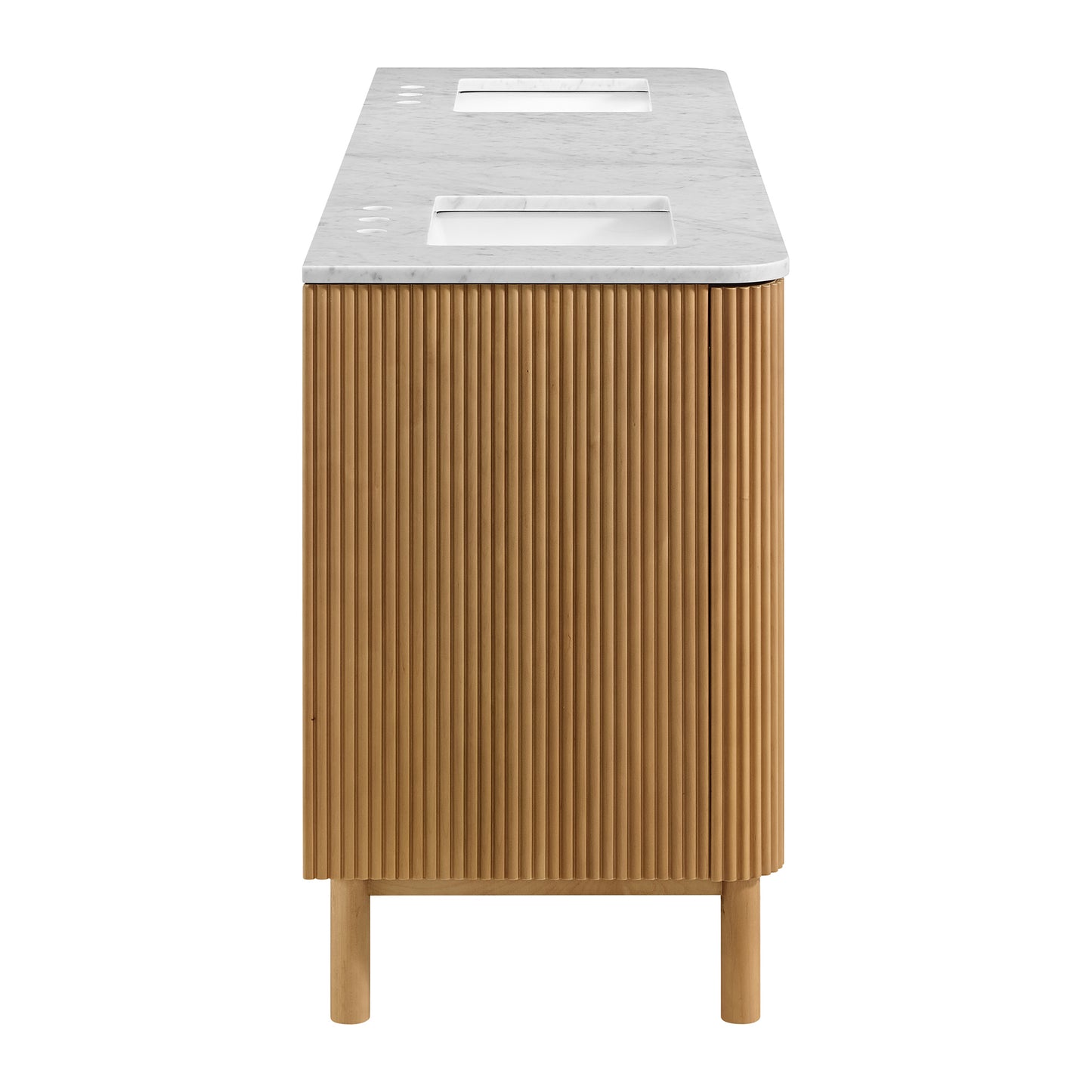 Havana 84" Double Bathroom Vanity in Reeded Birch | Carrara Marble Countertop