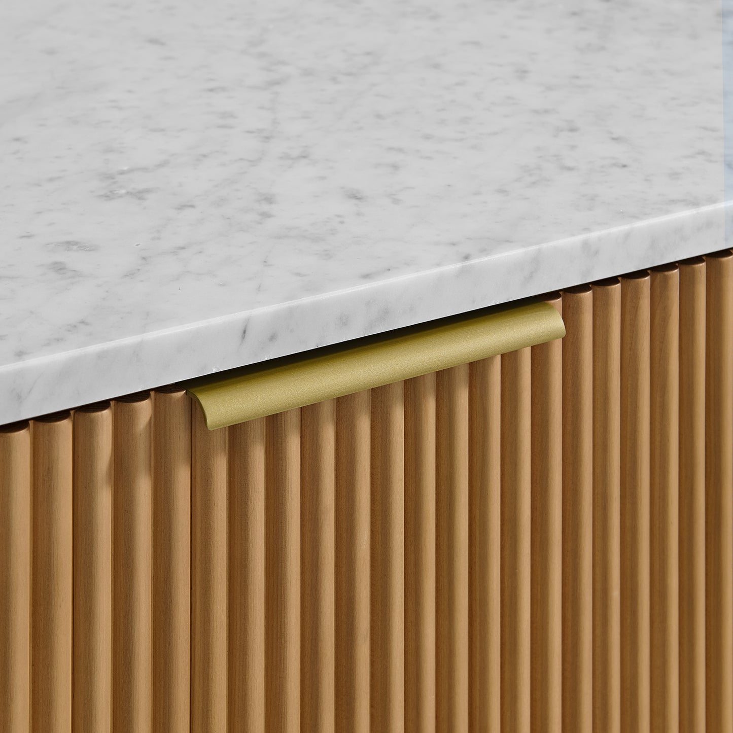 Havana 84" Double Bathroom Vanity in Reeded Birch | Carrara Marble Countertop