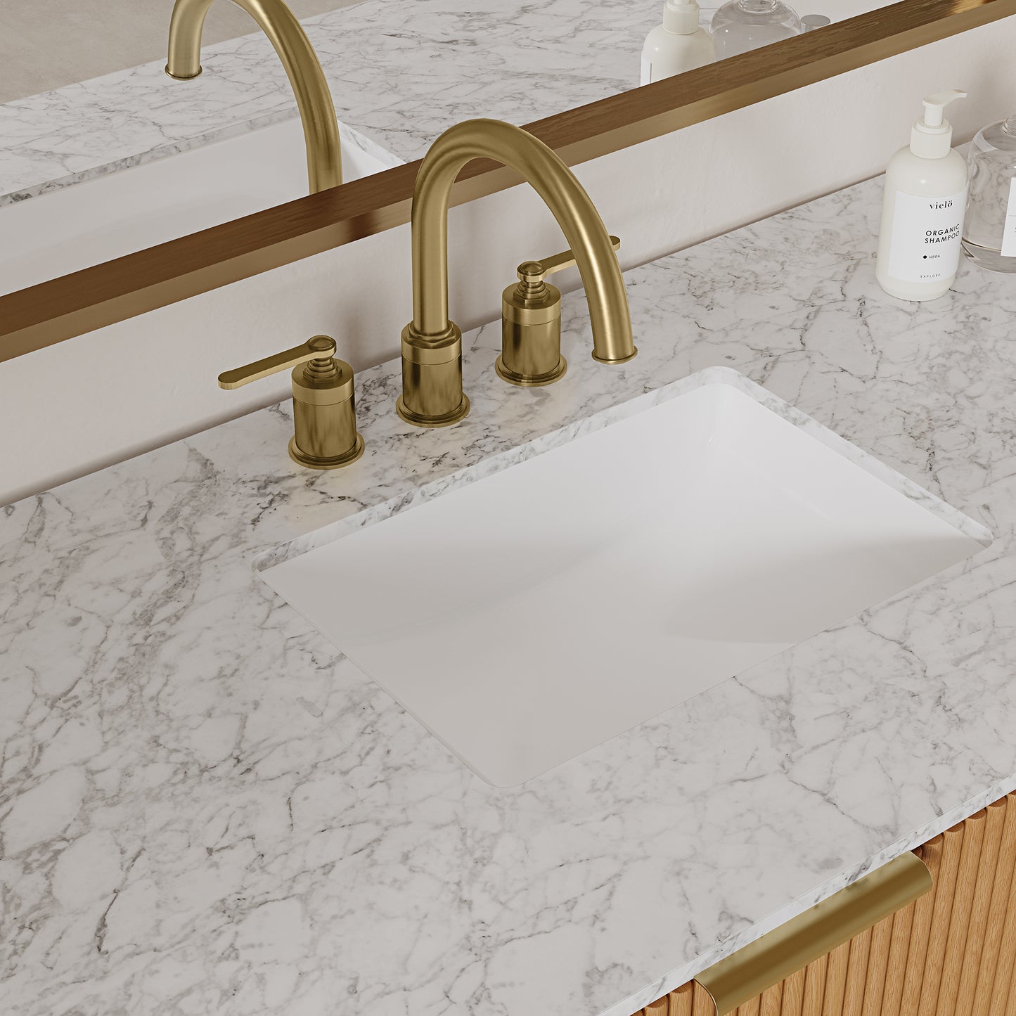 Havana 48" Single Bathroom Vanity in Reeded Birch | Carrara Marble Countertop