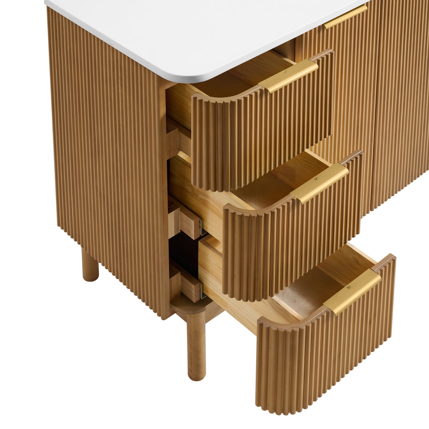 Havana 54" Single Bathroom Vanity in Reeded Birch | White Quartz Countertop