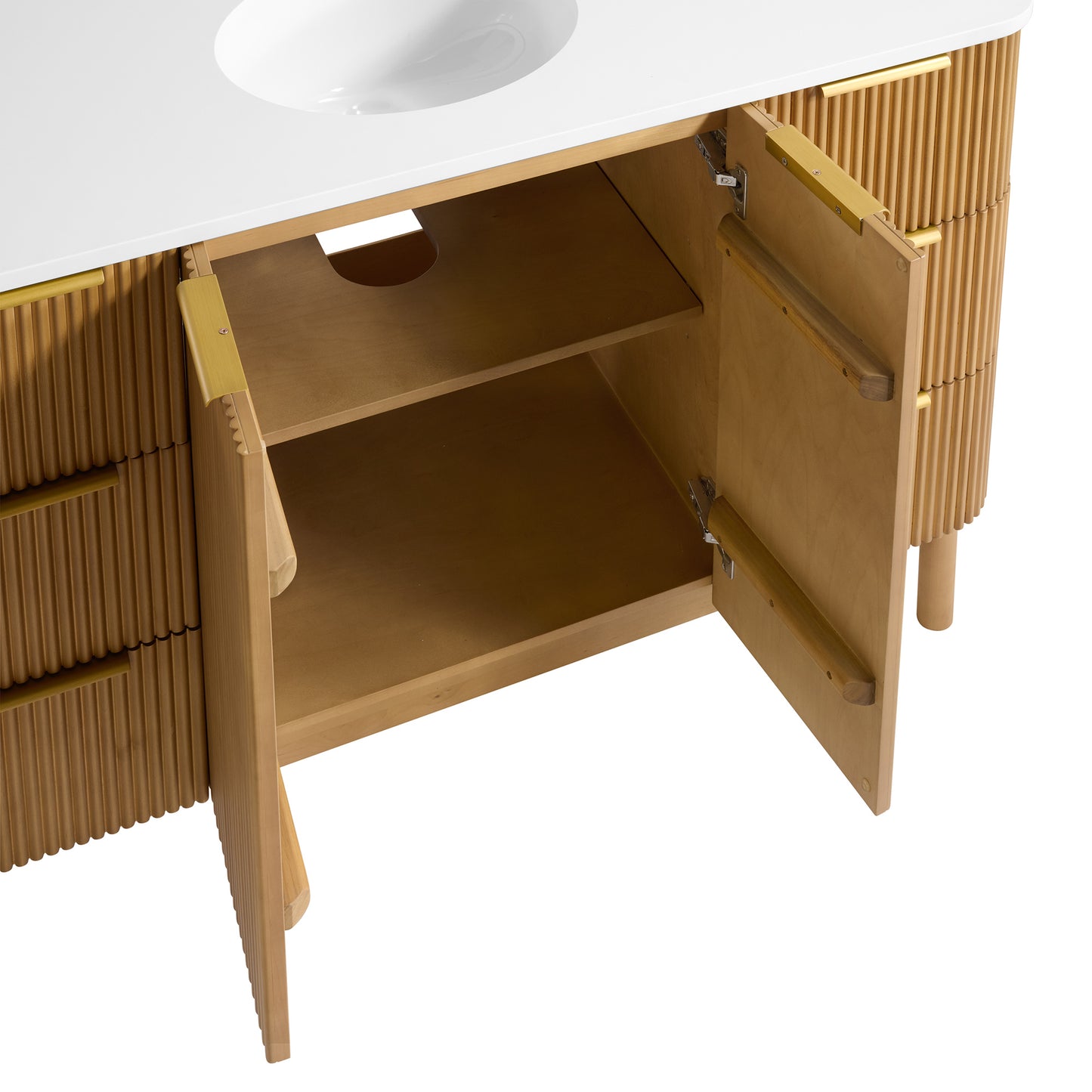 Havana 54" Single Bathroom Vanity in Reeded Birch | White Quartz Countertop