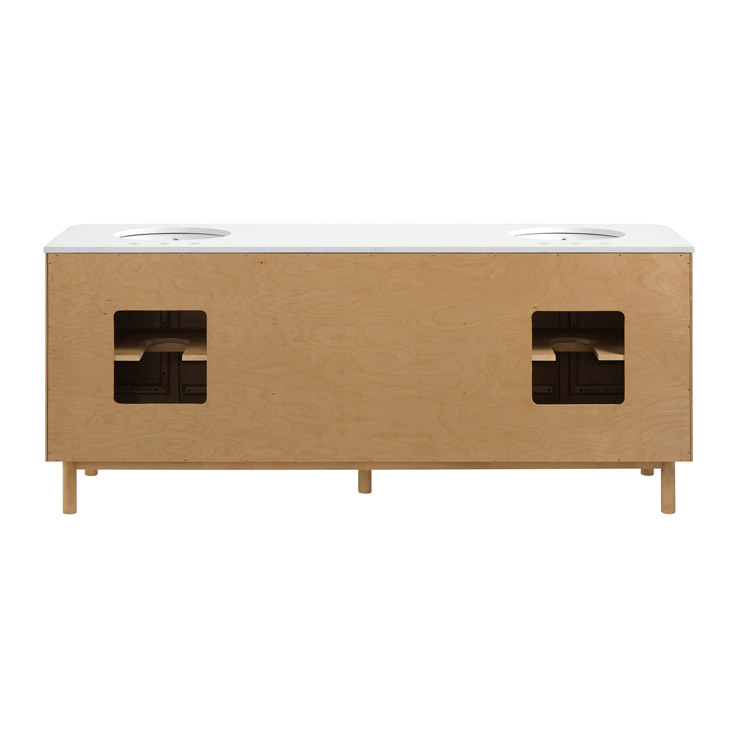 Havana 84" Double Bathroom Vanity in Reeded Birch  | White Quartz Countertop