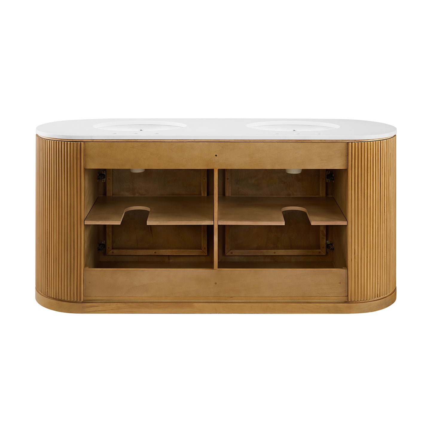 Luna Reeded 72" Double Bathroom Vanity With Quartz Countertop