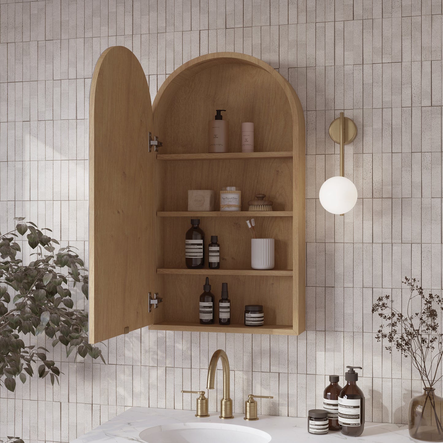 Midland 20"W  Arched Surface Mount Medicine Cabinet in Walnut or Oak
