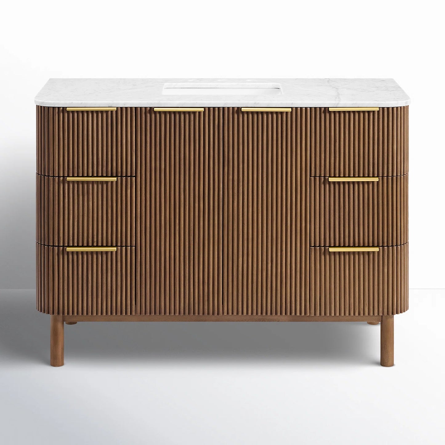 Havana 48" Width Single Bathroom Vanity in Brown Reeded Birch