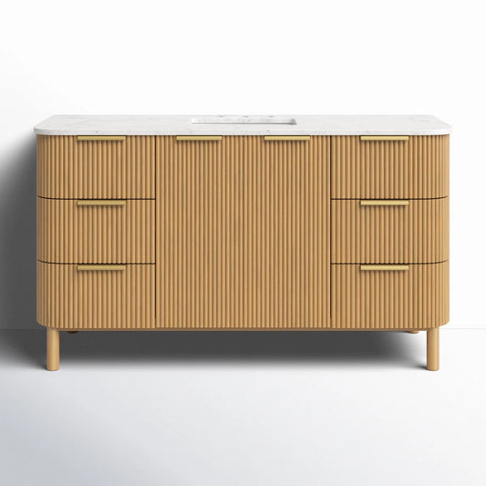 Havana 60" Width Single Bathroom Vanity In Natural Finish