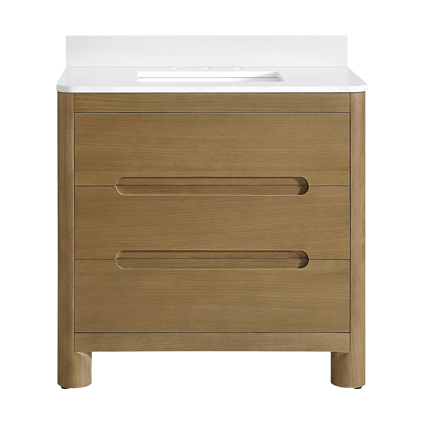 Oslo 36" Single Bathroom Vanity in Varnished Oak | White Quartz Countertop