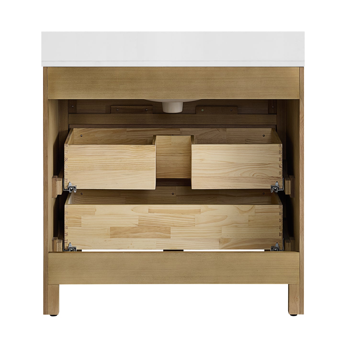 Oslo 36" Single Bathroom Vanity in Varnished Oak | White Quartz Countertop