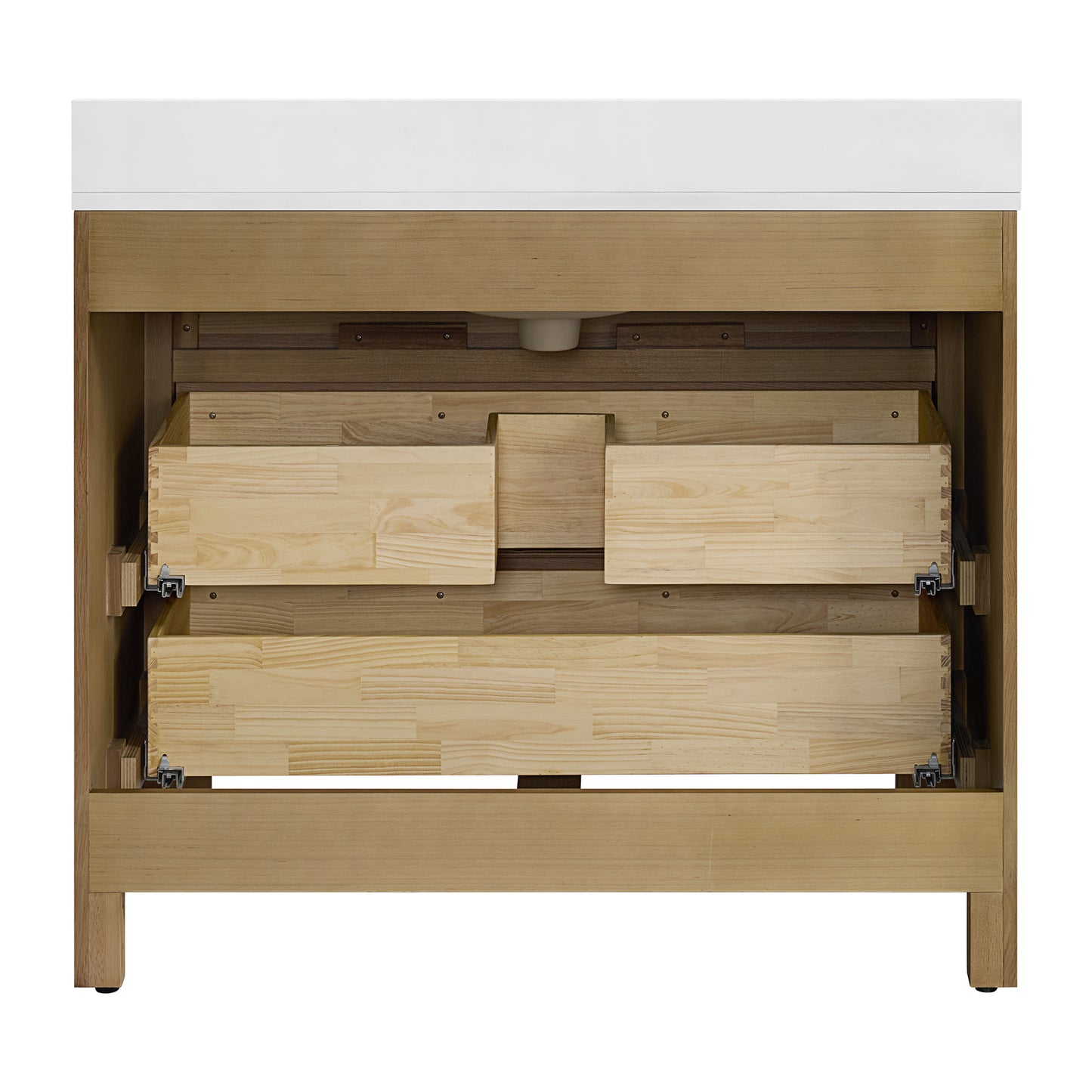 Oslo 42" Single Bathroom Vanity in Varnished Oak | White Quartz Countertop