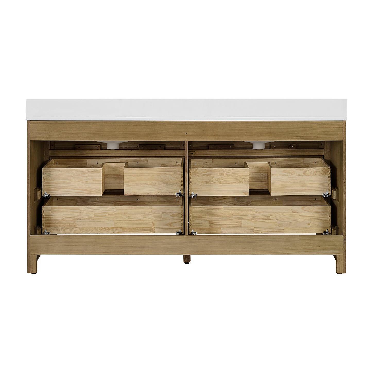 Oslo 72" Double Bathroom Vanity in Varnished Oak | White Quartz Countertop