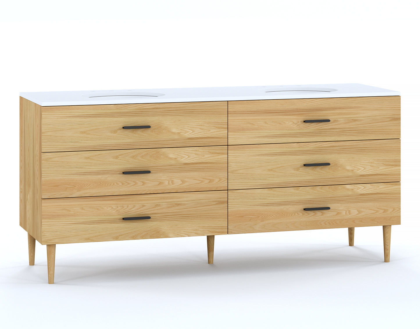 Stockholm 72" Double Sink Bathroom Vanity | White Quartz Countertop