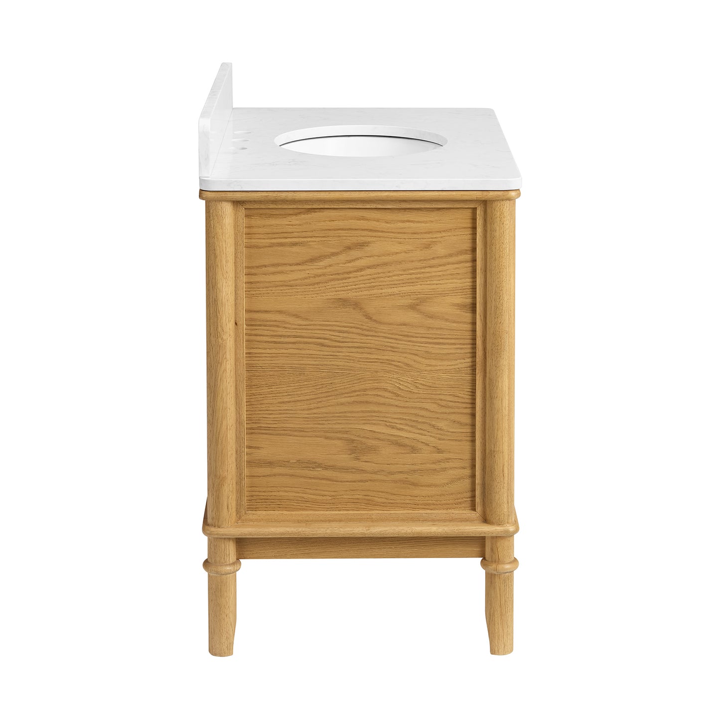 Juliette 36"W Scallop Single Bathroom Vanity | Natural Enhanced Oak | Cultured Marble Countertop