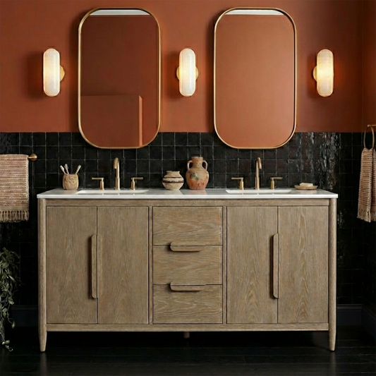Weymouth 60" Width Double Bathroom Vanity | Quartz Countertop