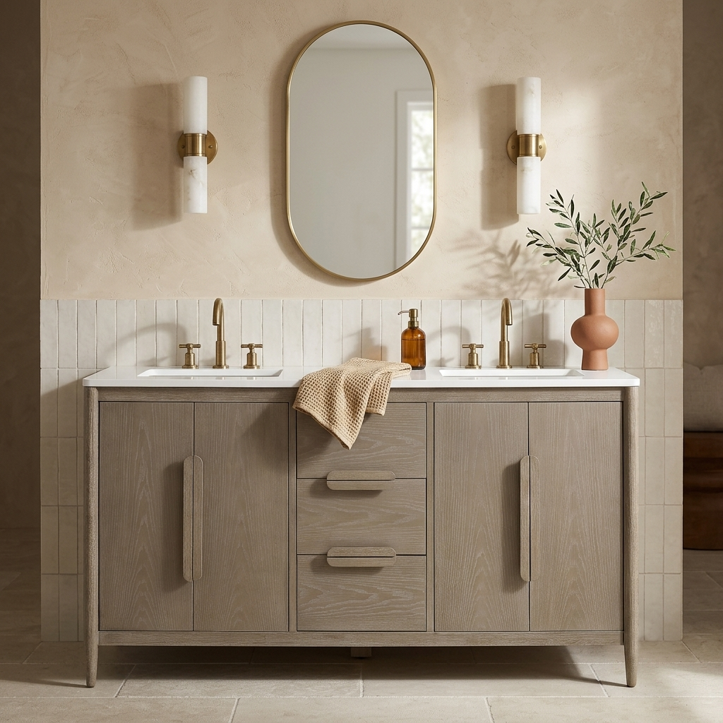 Weymouth 60" Width Double Bathroom Vanity | Quartz Countertop