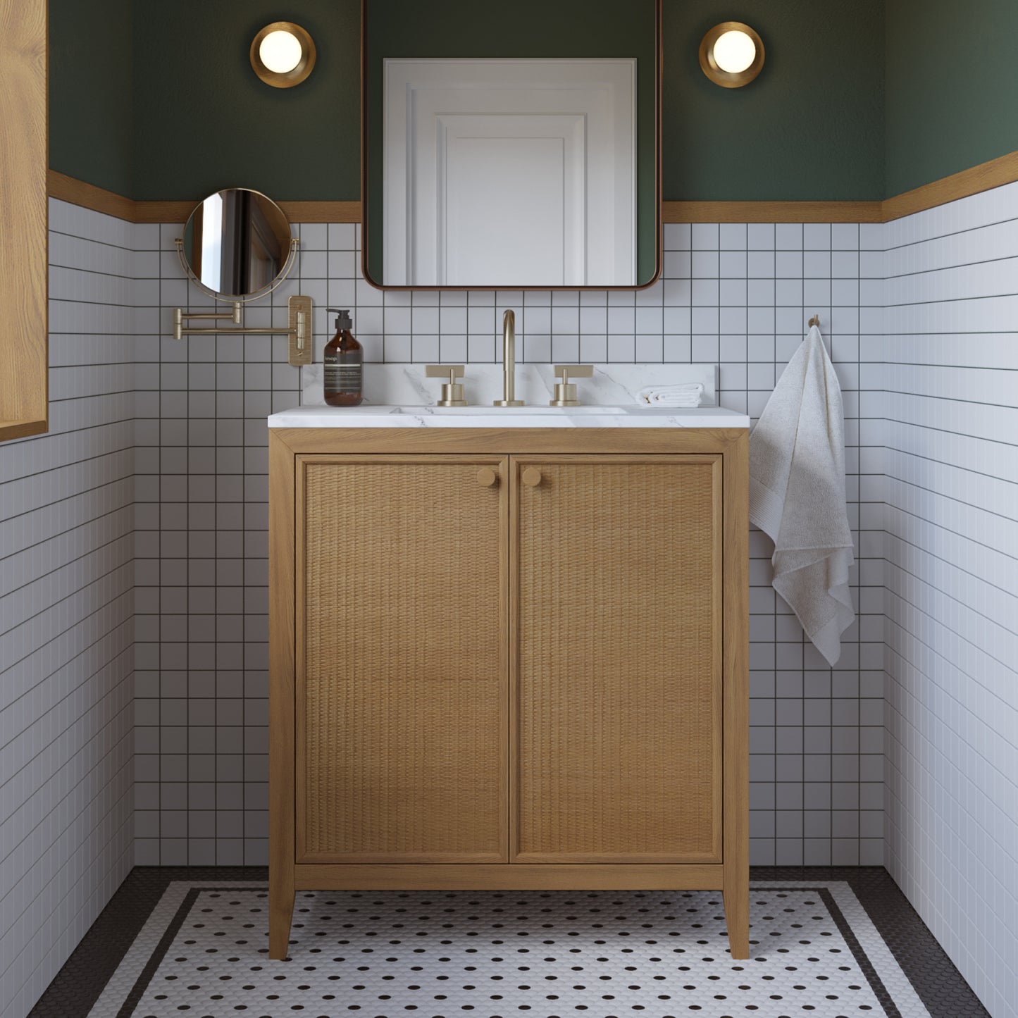 Whitney 30" x 20" Rattan RTA Single Bathroom Vanity | Cultured Marble Countertop