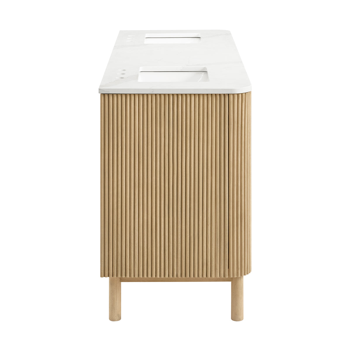 Havana 72" Double Bathroom Vanity in Nordic Reeded Birch | Calacatta Gold Quartz