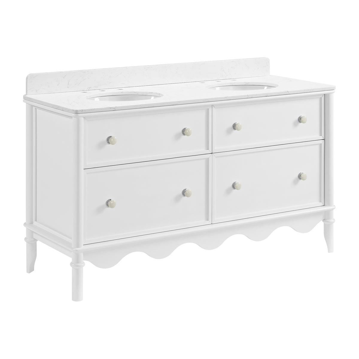 Juliette 60"W x 22"D Double Sink Bathroom Vanity with Cultured Marble Top