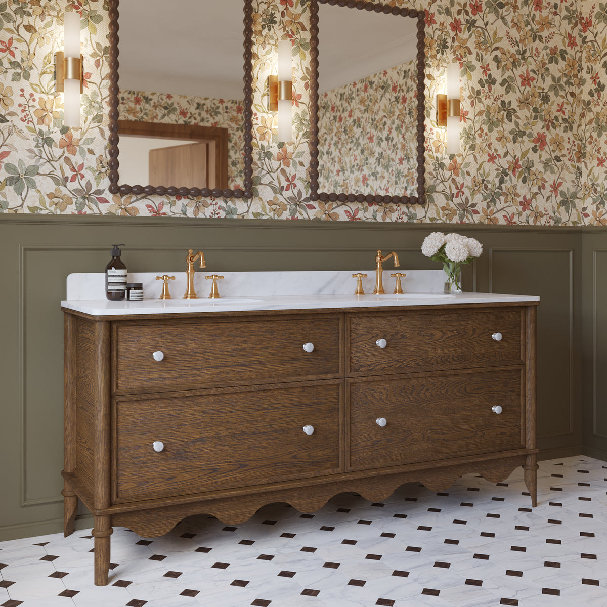 Juliette 72"W x 22"D Double Sink Bathroom Vanity with Cultured Marble Top