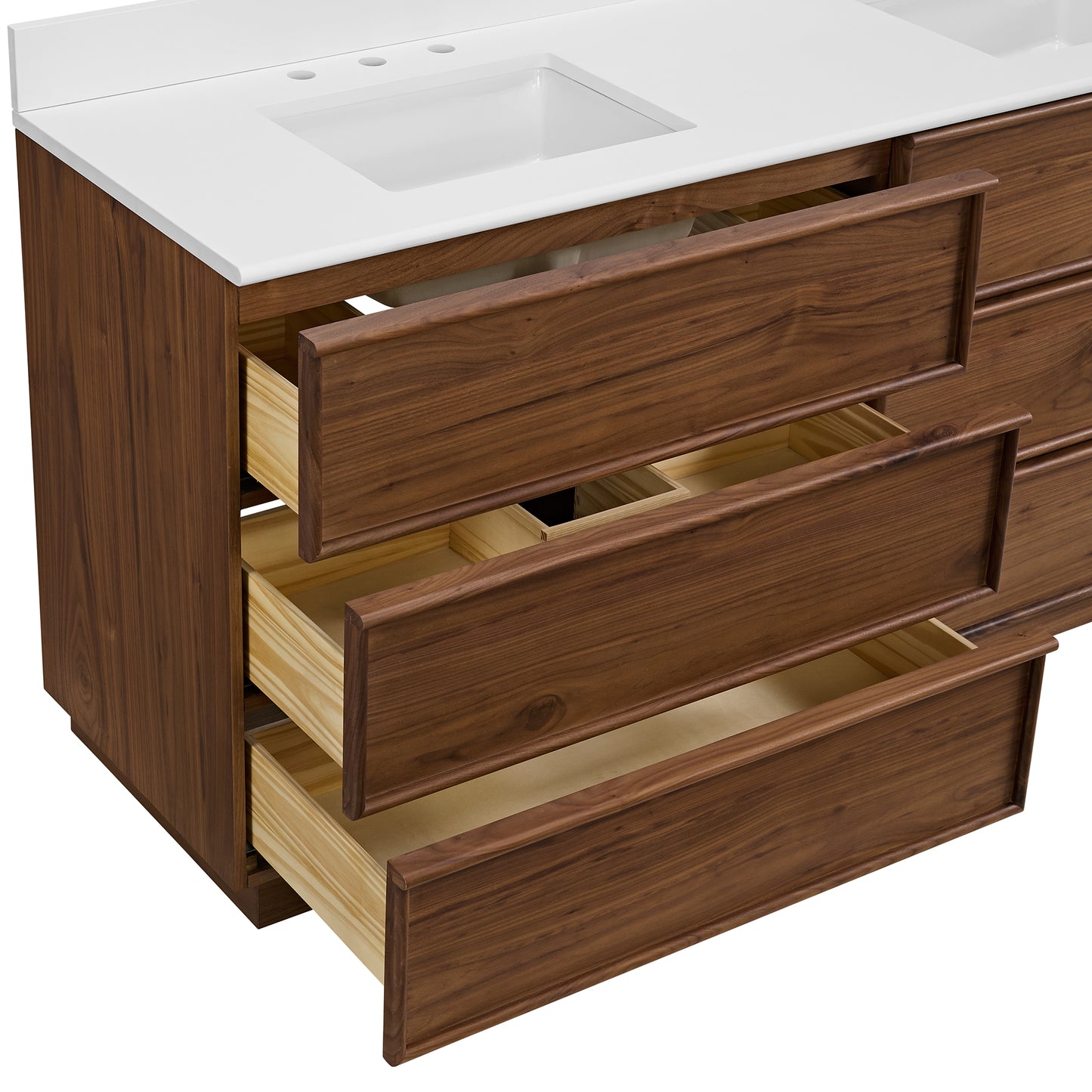 Cooper 72" Double Sink Bathroom Vanity in Natural Walnut with Quartz Top