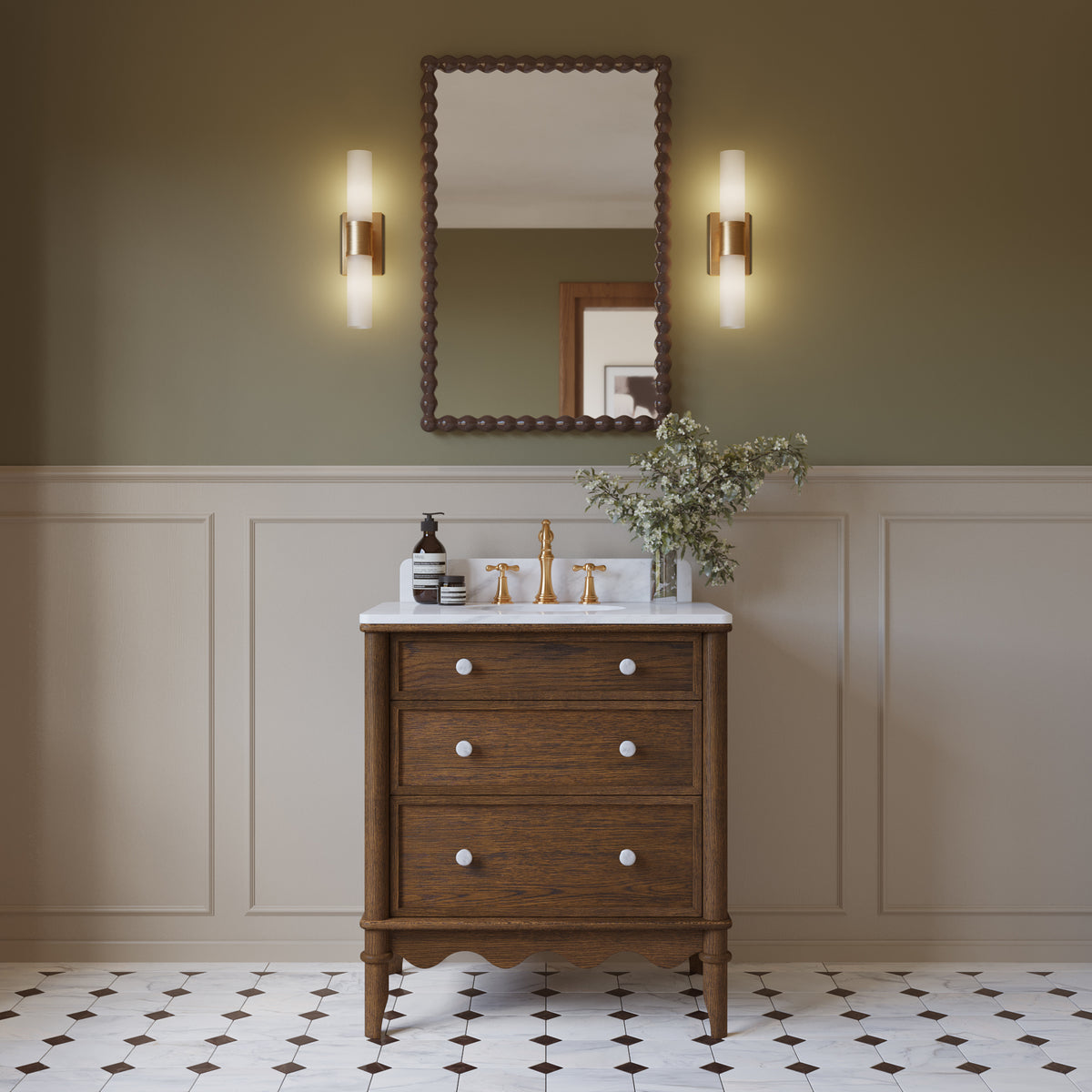 Juliette 30"W x 22"D Single Sink Bathroom Vanity with Cultured Marble Top