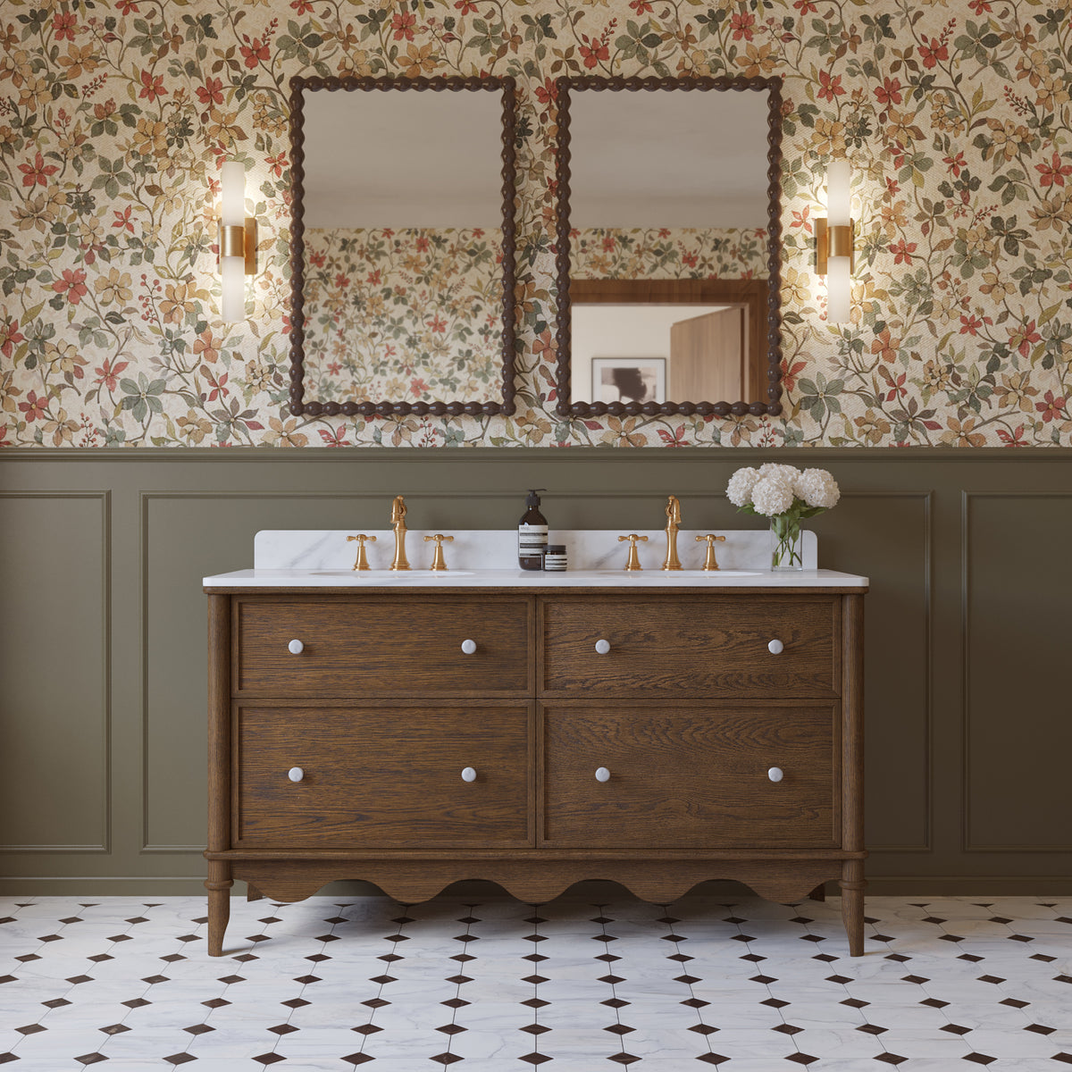 Juliette 60"W x 22"D Double Sink Bathroom Vanity with Cultured Marble Top