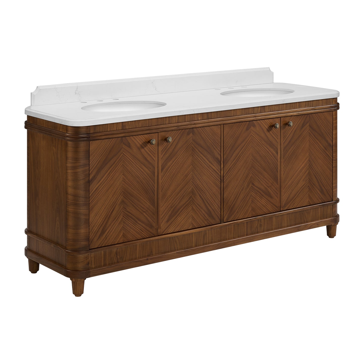 Tamara 72" Double Bathroom Vanity in Chevron Walnut and Statuario Quartz