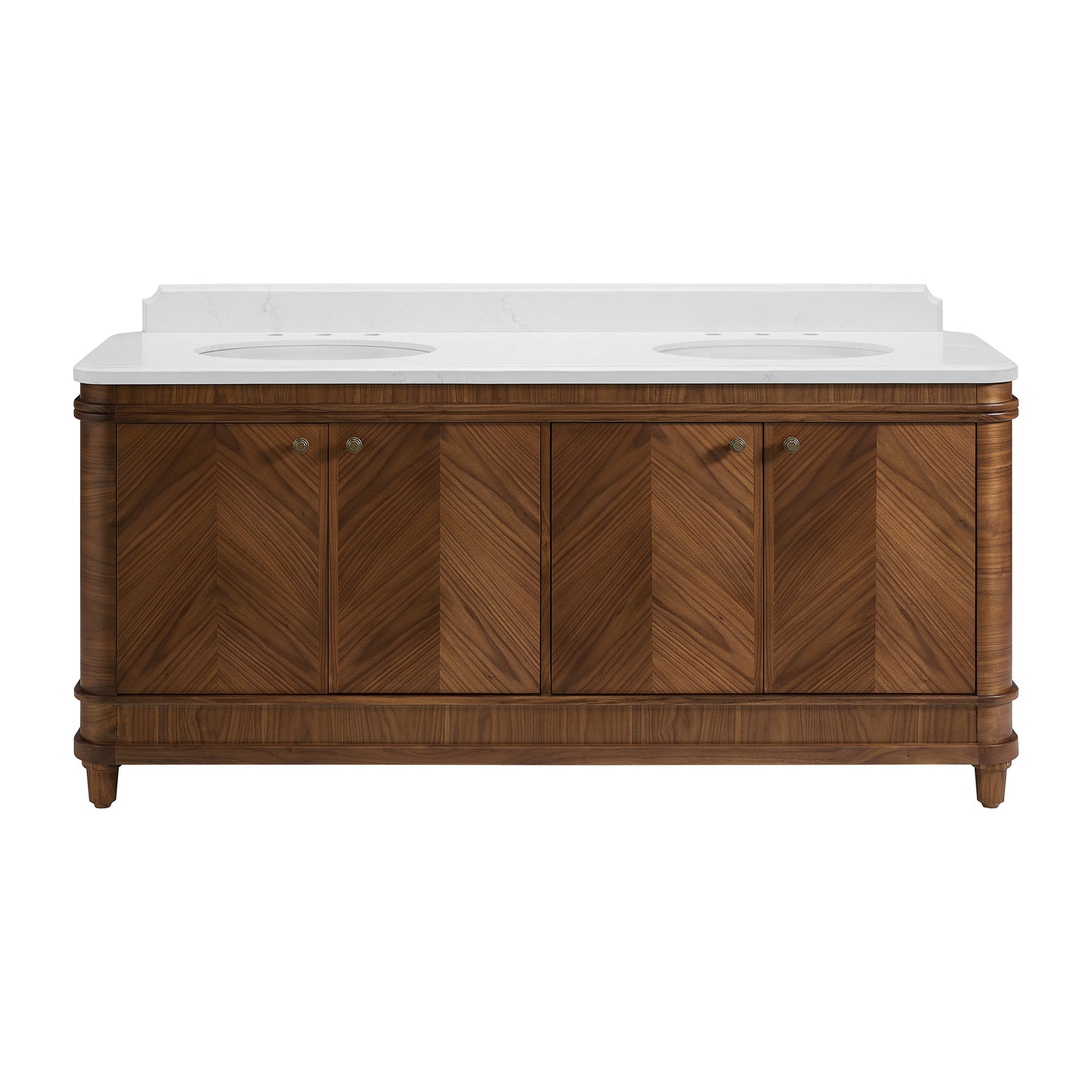 Tamara 72" Double Bathroom Vanity in Chevron Walnut and Statuario Quartz