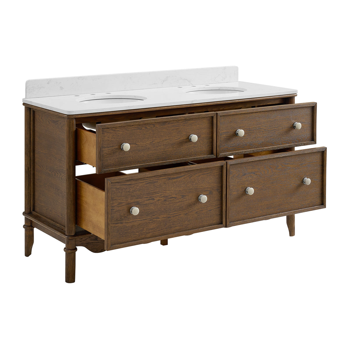 Juliette 60"W x 22"D Double Sink Bathroom Vanity with Cultured Marble Top