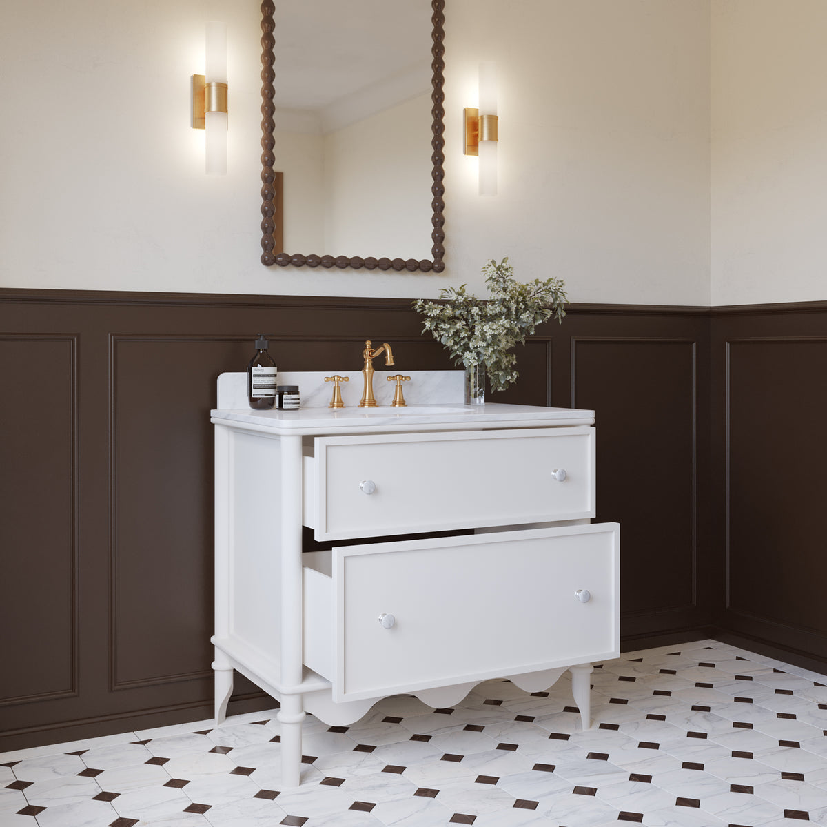 Juliette 36"W x 22"D Single Sink Bathroom Vanity with Cultured Marble Top