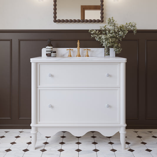 Juliette 36"W x 22"D Single Sink Bathroom Vanity with Cultured Marble Top