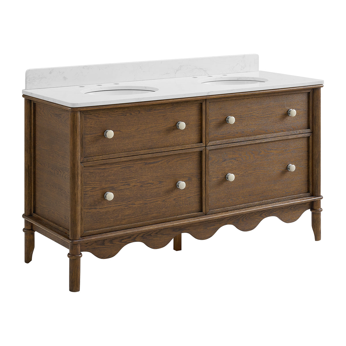 Juliette 60"W x 22"D Double Sink Bathroom Vanity with Cultured Marble Top