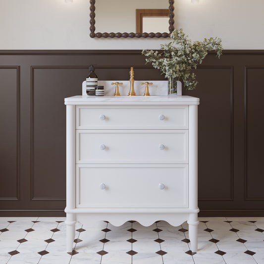 Juliette 30" Bathroom Vanity in Blanc White with Engineered Marble Countertop