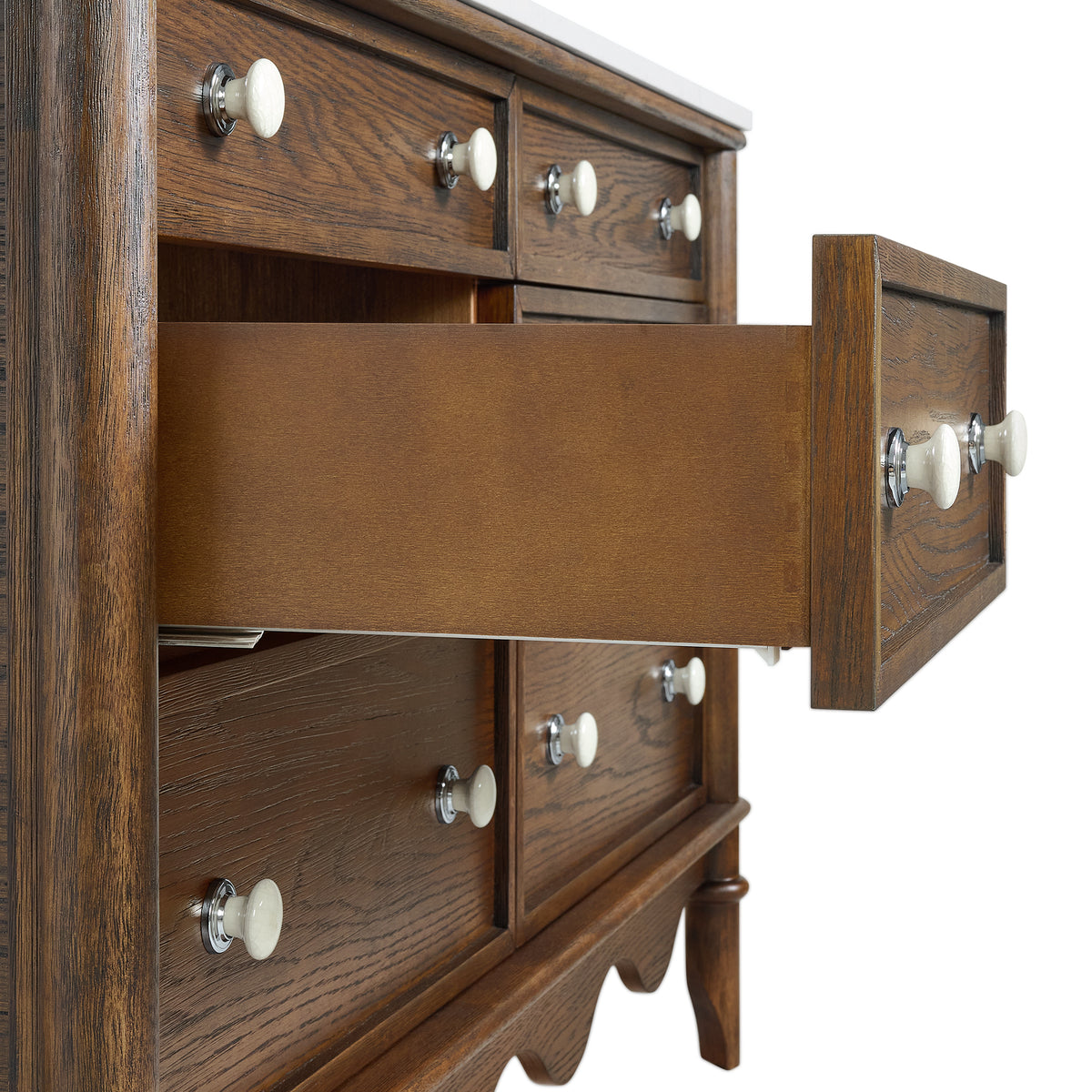 Juliette 54" Bathroom Vanity in Enhanced Brown Oak | Cultured Marble Countertop